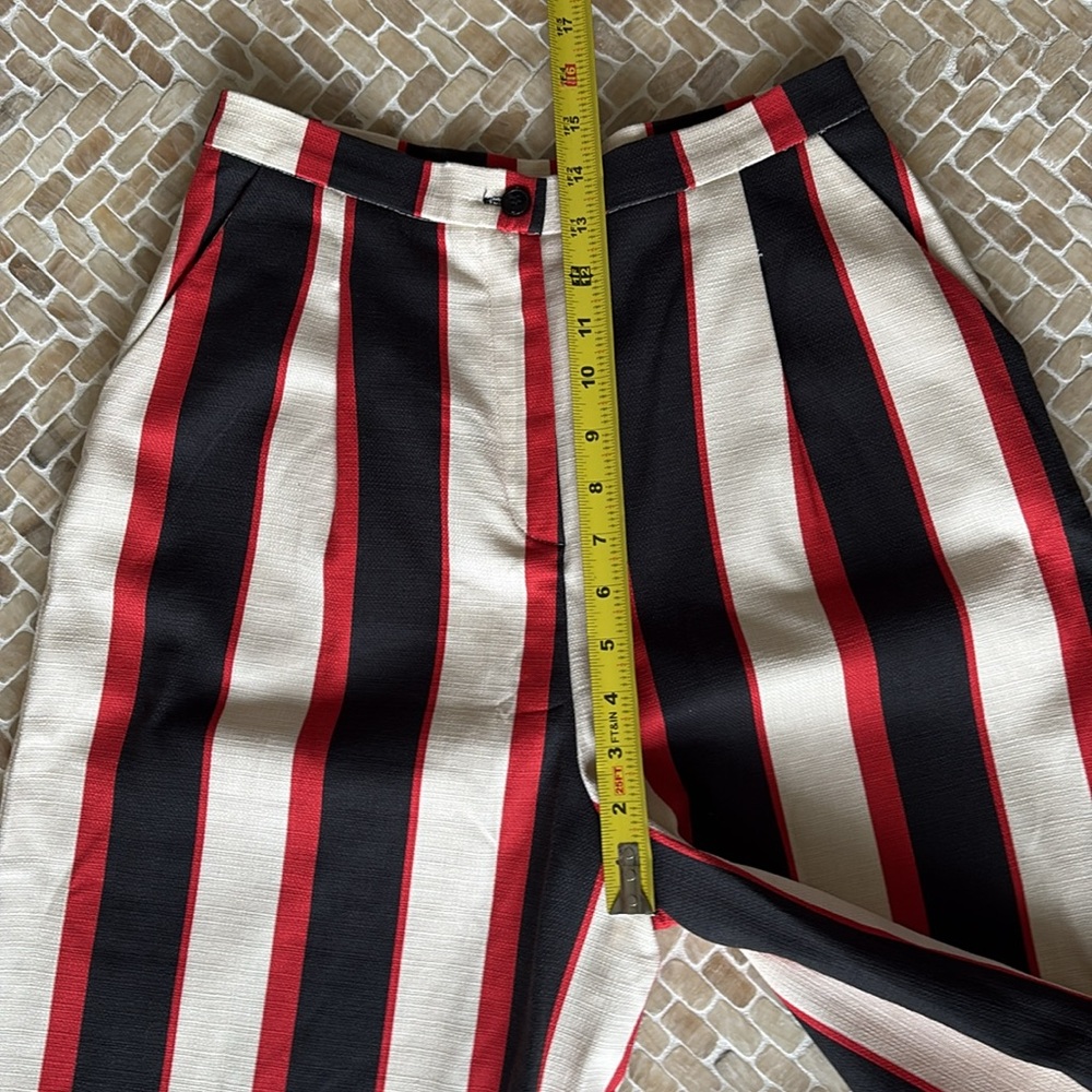 Striped Wide-Leg Pants (culottes) in Red, Black, and White, Sz M/L, Italy - Picture 7 of 12